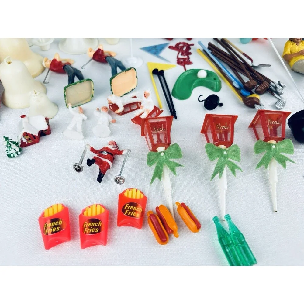 Large Lot Cake Decorations Hard Plastic - Wilton‎ - Toppers  -Hong Kong Vintage